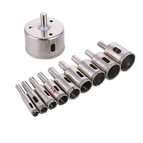 Generic 10PCS/set 8-50mm Diamond Coated Core Hole Saw Drill Bits Tool Cutter For Tiles Marble Glass Granite B
