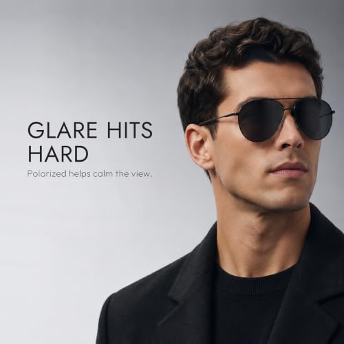 Image of Eiuizah Polarized Aviator Sunglasses for Men Women UV400 Driving Shades | Polarized Lenses Reduce Glare with UV Protection Lightweight Aviator Designed for Driving Fishing Outdoor Activities