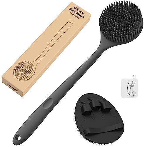 Manmihealth Silicone Back Scrubber & Soft Bath Glove Set 2PCS Black