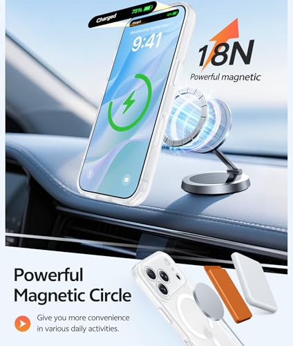 Image of FNTCASE for iPhone 17 Pro Case: [Compatible with Magsafe] Translucent Matte Cases with [Full Camera Protection] [Screen Protector] Military Grade Shockproof Protective Phone Cover - White