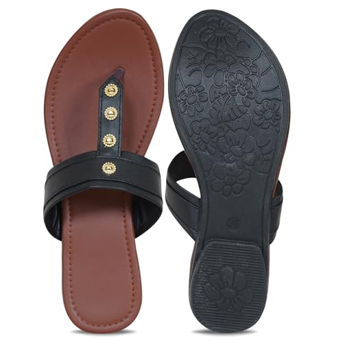 Image of Women's Slippers | Comfortable Flat Chappals for Women with Bow Detail | Stylish Casual Chappals, Trendy Summer Sandals, Comfortable Footwear for Daily Use