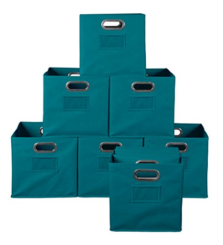 Niche Cubo Foldable Fabric Storage Bins, Teal, Set Of 12 #TOP1