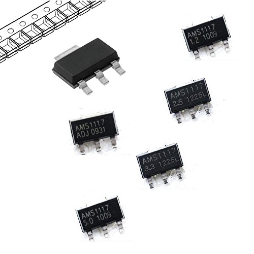 Image of 50pcs AMS1117-1.2V / 2.5V / 3.3V / 5.0V / ADJ Voltage Regulator LDO SOT-223 Assorted Kit