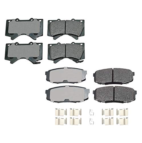 Akebono ProACT Front and Rear Ultra Premium Ceramic Slotted Brake Pad Set Kit For Lexus LX570 Toyota Land Cruiser Sequoia Tundra