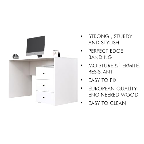 Image of Bniture Wooden Study Table for Home with Bottom Storage | Engineered Wood Study Table with Book Shelf | Multi Purpose Computer Desk for Writing | Laptop Table for Office & Home | Flower Wenge