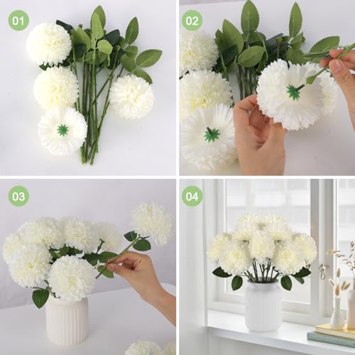 Hananona 12 Pcs Artificial Chrysanthemums Flowers Ball Flowers thumb #6