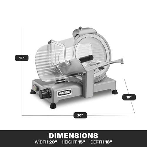 Image of Waring Electric Food Slicer with 10 in Blade | 10 in Blade, 3 /4 Horsepower Motor, Cast Aluminum Base, for Professional Kitchens & Delis
