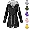 ZTFYKLIN Imperméables Vestes pour Femme Longue Veste de Pluie Manteau à Capuche Coupe-Vent Imperméable Zip Poncho d'Extérieur Vêtement Manteaux Impermeables Fille Parka De Vêtements Automne