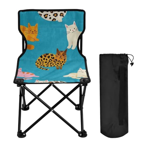 Silla de campamento plegable ultraligera Amooorous Azul con diseño de leopardo miniatura 4