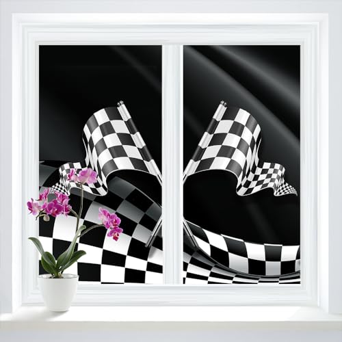 Vinilo decorativo Modern Black White Racing Flag 17.7x23.6 in x2 piezas miniatura 1