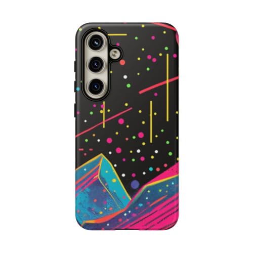 Coque Samsung S24 paysage cosmique néon rigide mate noire