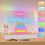 LED Note Board with Colors, Rechargeable 17-Inch Doodle Glow 9-Mode Light Up Desk Sign Letter Message Memo Drawing Dry Erase Board for Classroom/Home Decor/Office/Gifts, 5 Markers
