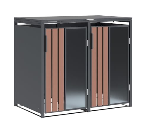 Westmann Status 2 Mülltonnenbox 2x240L | Metall Acryl Holzoptik | Gasdruckfedern | Magnetverschluss | Anthrazit