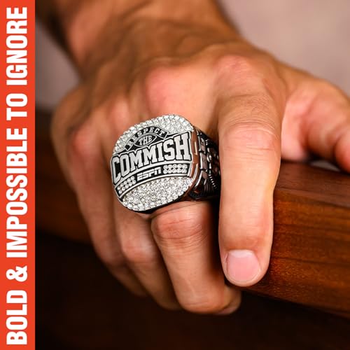 Image of ESPN Respect the Commish Championship Trophy Ring - Size 12 Ring (Silver Finish)