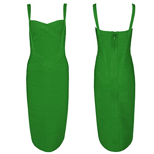 Image of Midi-Calf Solid Color Spaghetti Strap Rayon Bandage Dress