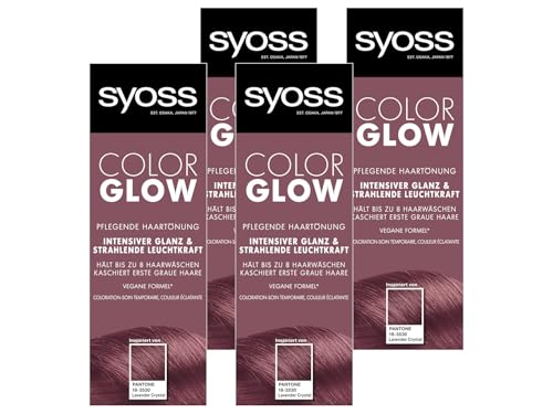 Syoss Color Glow Pflegende Haartönung Lavender Crystal Pantone 18-3530 (4x 100 ml), semi-permanente Coloration für strahlende Farbintensität bis zu 8 Haarwäschen, ohne das Haar zu schädigen