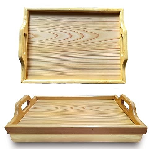 Lap Tray with Bean Bag Cushion & Wood Handle Natural Design for Men Women, Bed Breakfast Serving Tray for Camping Caravan, Campervan Living Room Party Kitchen & Garden Serve