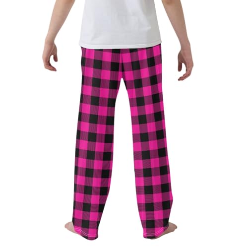 CaTaKu Boys Buffalo Plaid Scottish Pants for Boys Girls Wide Leg Sweatpants Kids Long Bottoms with Pockets Size 6-14Y2