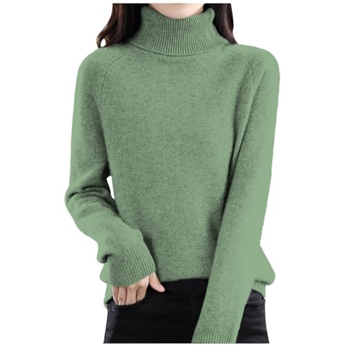 2025 Cashmere Sweaters for Women Long Sleeve Turtleneck Tops Fall Winter Soft Warm Cozy Wool Knit Sweater Pullover