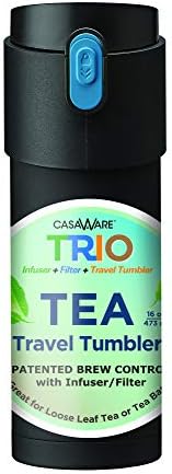 Casaware Trio Tea Infuser - Filter - Travel Tumbler with 2-way Leaf Compartment 12 Ounce (Black) image 5