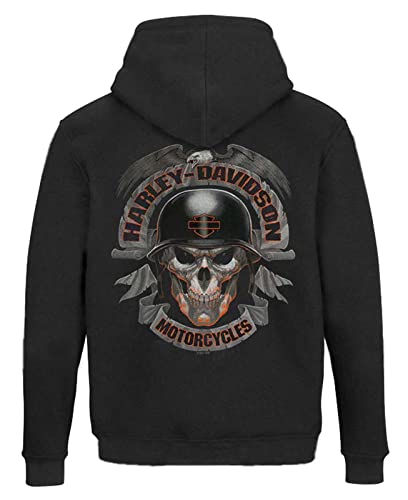 Harley-Davidson Men's Ghoulish Biker Skull Zip-Up Cotton-Blend Hoodie, Black2