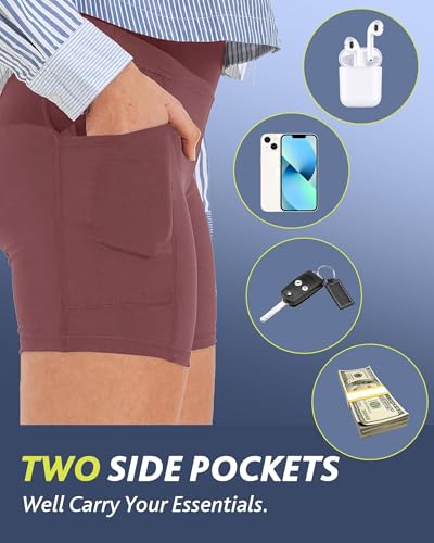 CAMPSNAIL Biker Shorts Women with Pockets - 3"/5"/8" High Waisted Workout Spandex Tummy Control Gym Running Yoga Shorts