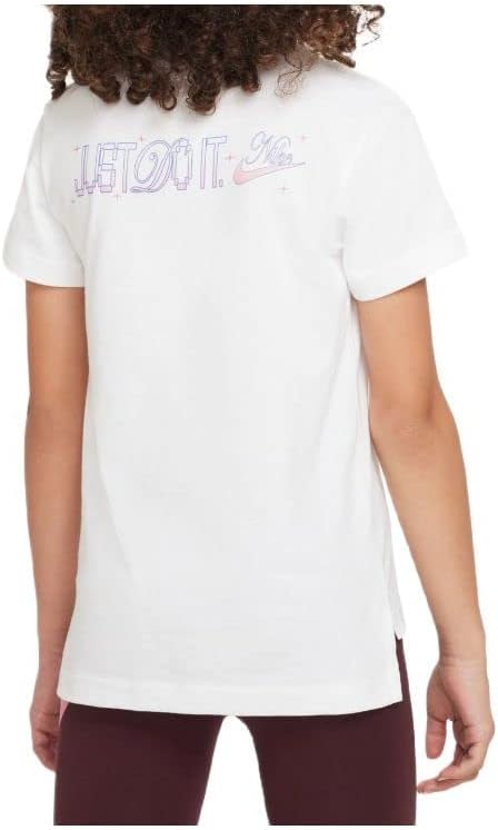 Nike Girl's NSW Hilo Alicorn Tee (Little Kids/Big Kids) White MD (10-12 Big Kid)