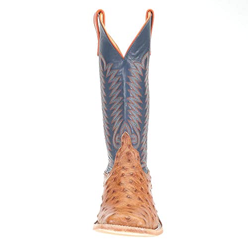 Anderson Bean Mens Brandy Bruchiato Full Quill Ostrich 13in Burnished Navy Calf Top Boots Brandy Bruchiato2