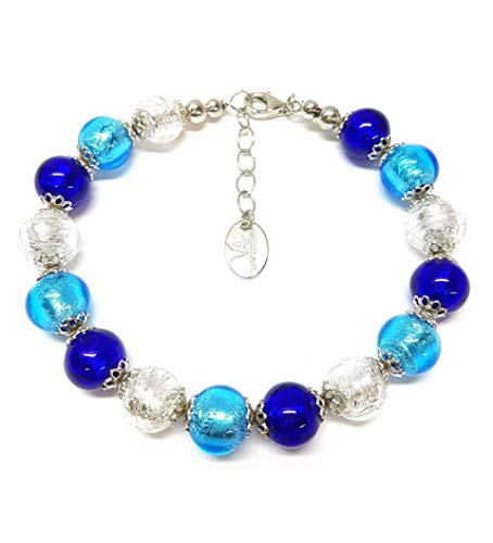 Venetiaurum - Bracciale Donna Con Perle In Vetro Originale Di Murano E Argento 925 - Gioiello Made In Italy Certificato