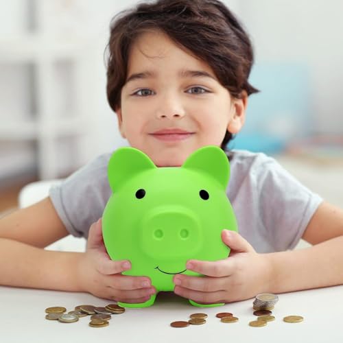 Image of Piggy Bank,Saving Box for Girls and Boys,Money Bank for Kids ,Unbreakable Plastic Piggy Banks (Green)