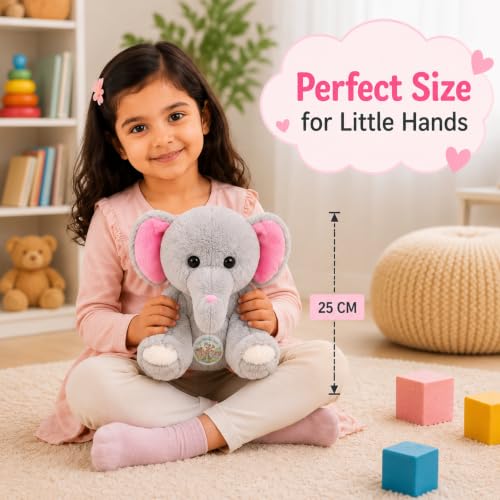 Image of Chi-Chimpu Toyss Sitting Elephant Soft Toy 25cm | Cute Plush Elephant Stuffed Animal for Kids | Ultra Soft & Cuddly Toy | Adorable Elephant Gift for Boys & Girls | Birthday Gift, Nursery & Room Decor