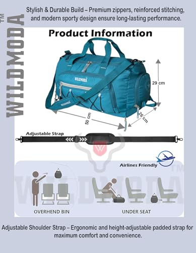 Image of 50L Duffel Travel Bag with Multiple Pockets | Ideal for Gym & Outdoor Trips (Turquoise)
