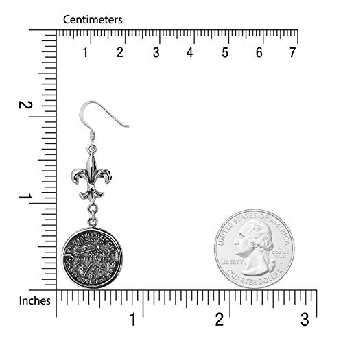 WithLoveSilver 925 Sterling Silver Fleur de lis + 18mm LA Water Meter Manhole Dangle Earrings3
