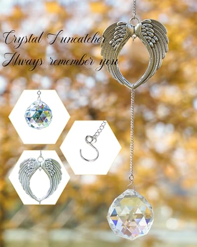 Grief Memorial Gift, 40mm Crystal Angel Ornament, Suncatchers for Windows Hanging Rainbow Maker, Sympathy Gifts for Loss of Loved One, Miscarriage, Bereavement, Dog, Funeral, Remembrance