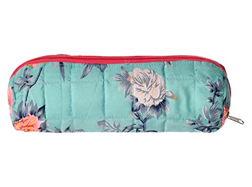 Kuber Industries Flower Printed Single Rod Cotton Bangle/Watch/Bracelet Organizer (Green)-50KM0767