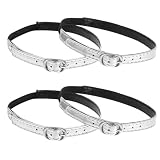 COMNICO 2 Pairs Shoe Straps Detachable PU Leather Ankle Straps Adjustable High Heels Anti-loose Shoelaces with Buckle for Lady Women Girls Holding Loose Heels Pumps(Silver)