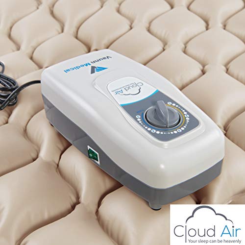Vaunn Medical Cloud Air Whisper Quiet Alternating Air Pressure Mattress Topper With Pump Twin Size 36" X 78" X 3" #TOP1
