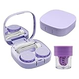 Estojo para lentes de contato com lavadora de limpeza, kit de ferramentas de remoção de lentes de contato tamanho viagem para uso diário ao ar livre