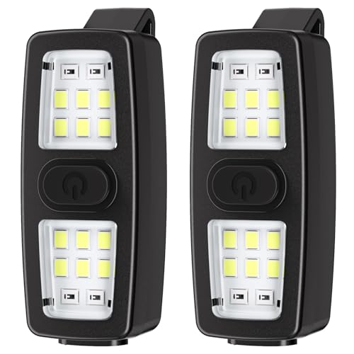 2 Pack Running Light for Runners, Clip on Flashlights Rechargeable Safety Lights for Walking at Night Hands Free Flashlight Portable LED Work Light Warning Flashing Camping Hiking Walking Dog Black