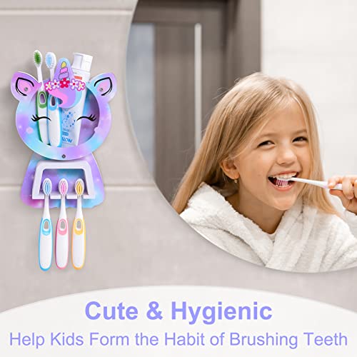Kids Toothbrush Holder Wall Mounted, Unicorn Toothbrush And Toothpaste Holders For Bathrooms Accessories Organizer #TOP2