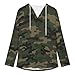 Womens Bodysuit Army Military Camouflage Tiger Stripe Camo T Shirts Long Sleeve Hoodie V Neck Pullover Tops, 2026