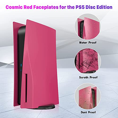 Image of New world Faceplate for PS5,for PS5 Faceplate Replacement Cover for PS5 , Anti-Scratch Dust Proof Protective Shell Cover for Playstation 5, Disk Edition -Cosmic Red