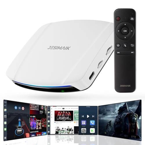 JESIMAIK CarPlay Ai Box 動画再生対応 車内でYouTube Netflixが見れる ワイヤレス カープレイ Auto/Android 13.0搭載 無線カーナビ 自動接続 3:7画面分割可能 4K30P 4G LTE通信 Appイン