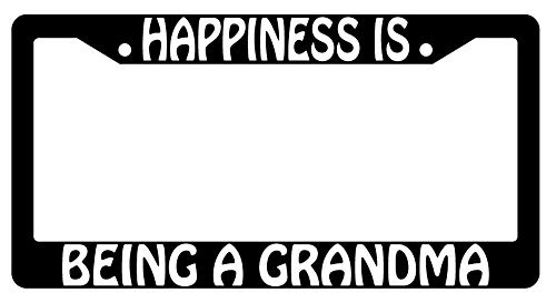 Dots Gifts Happiness is Being A Grandma Black Plastic License Plate Frame DG
