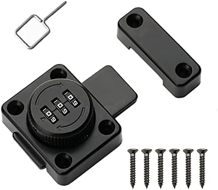 I-EASYDWW Cabinet Password Latch, Keyless Cabinet Lock, Cabinet Latch, Combination Latch, Combination Lock, Easy to Install, Privacy Lock, for One-Way Door, Cabinet, Drawer, etc, Black, 1 Pack