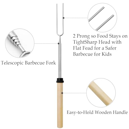 5 Pcs Marshmallow Toasting Kit, Extendable Stainless Steel Smores Kit for BBQ and Campfire, Marshmallow Sticks Fireplace Telescoping Marshmallow Sticks for Fire Pit Accessories - Image 4