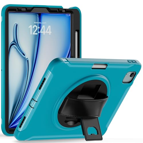 Coque iPad Air 5 A2588 antichoc rotative 360 avec porte-stylo bleu