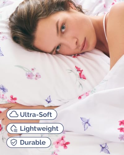Image of Full 4 Piece Boho Botanical Floral Sheet Set - Breathable & Cooling - Posy