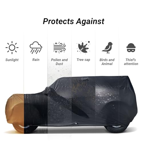 Image of Coverland Custom Fit SUV Car Cover for 2007-2026 Mazda CX-9, CX-90, Waterproof All Weather, Car Covers for Automobiles, Rain, Snow, UV, Sun Protection, Full Exterior Covers, Stripe(Black /Gray)