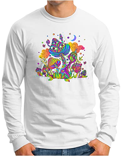 T-shirt Psytrance Goa OM3 Magic-Mushroom Blanc XL pour Homme